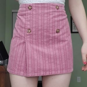 Pink Corduroy Mini Skirt